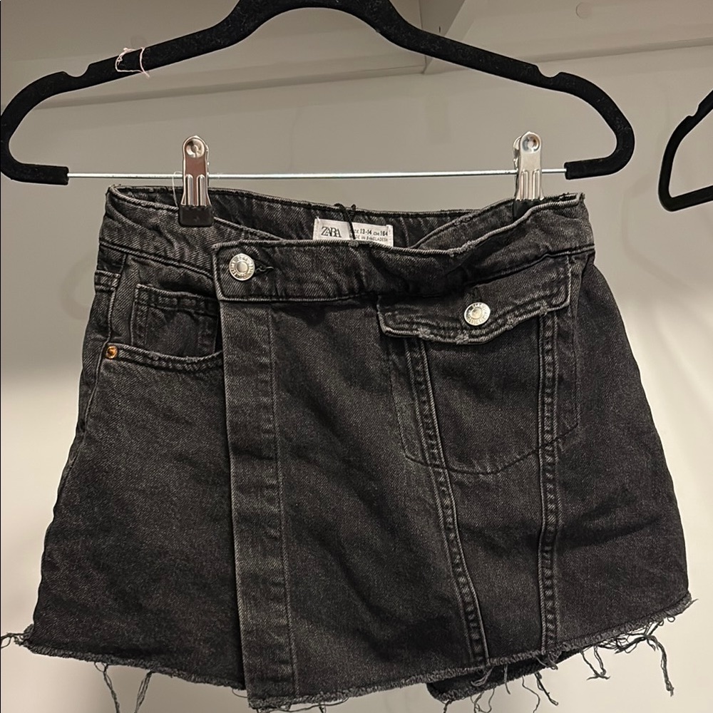 Zara kids Black Denim Asymmetrical Skort